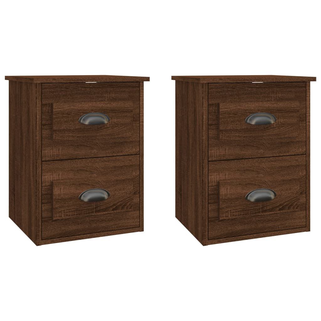 vidaXL Κομοδίνα Επιτοίχια 2 τεμ. Καφέ Δρυς 41,5x36x53 εκ.