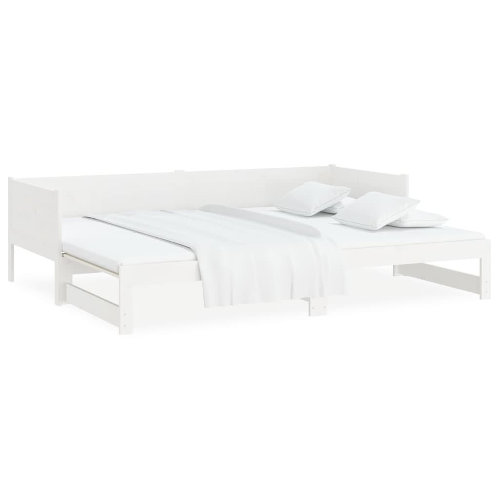 vidaXL Καναπές Κρεβάτι Συρόμενος Λευκός 2x(90x190) εκ. από Μασίφ Πεύκο