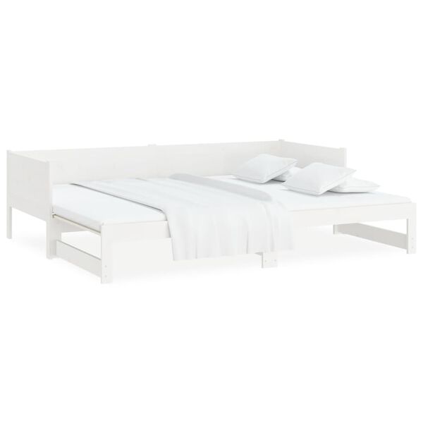 vidaXL Καναπές Κρεβάτι Συρόμενος Λευκός 2x(90x190) εκ. από Μασίφ Πεύκο