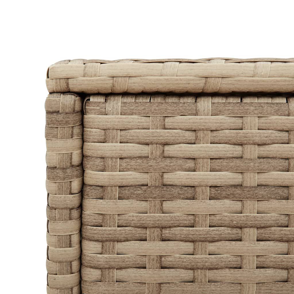 vidaXL Τραπέζι Κήπου με Γυάλινη Επιφ. Μπεζ 58x27,5x55 εκ. Συνθ. Ρατάν