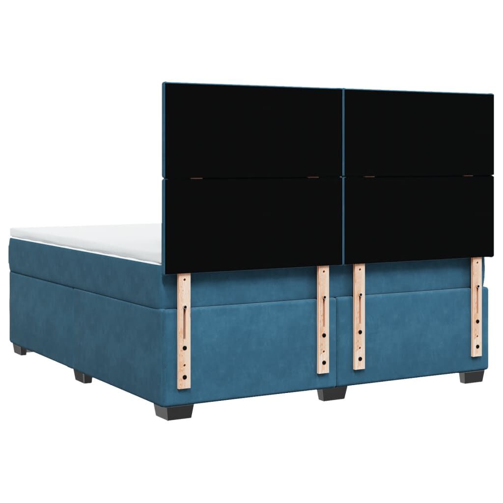 vidaXL Κρεβάτι Boxspring με Στρώμα Μπλε 180x200 εκ. Βελούδινο