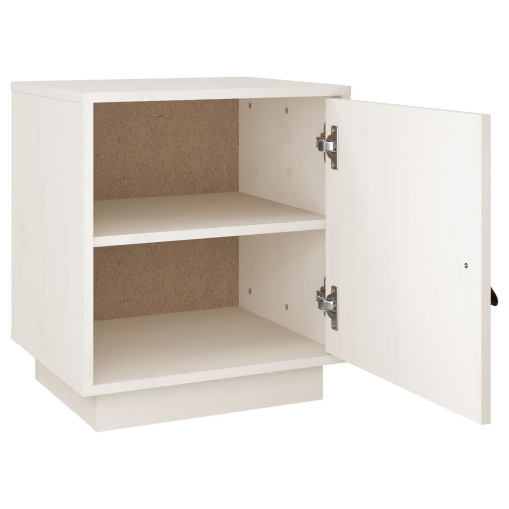vidaXL Κομοδίνο Λευκό 40 x 34 x 45 εκ. από Μασίφ Ξύλο Πεύκου