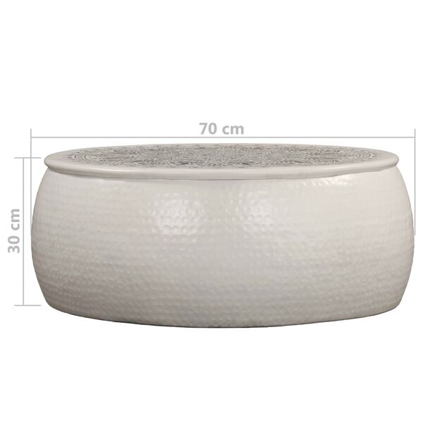 vidaXL Τραπεζάκι Σαλονιού Hammered Λευκό 70 x 30 εκ. από Αλουμίνιο