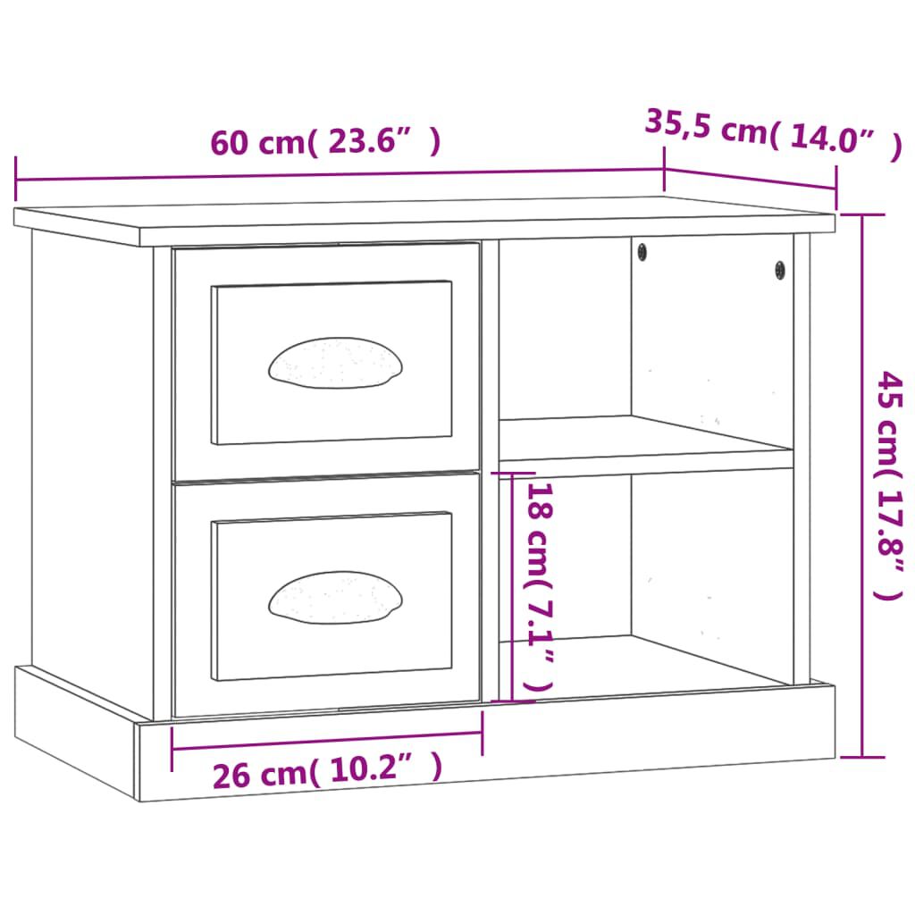 vidaXL Κομοδίνο Γκρι Σκυροδέματος 60 x 35,5 x 45 εκ.