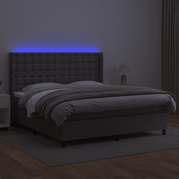 vidaXL &Kappa;&rho;&epsilon;&beta;ά&tau;&iota; Boxspring &mu;&epsilon; &Sigma;&tau;&rho;ώ&mu;&alpha; & LED &Gamma;&kappa;&rho;&iota; 180x200 &epsilon;&kappa;. &Sigma;&upsilon;&nu;&theta;. &Delta;έ&rho;&mu;&alpha;