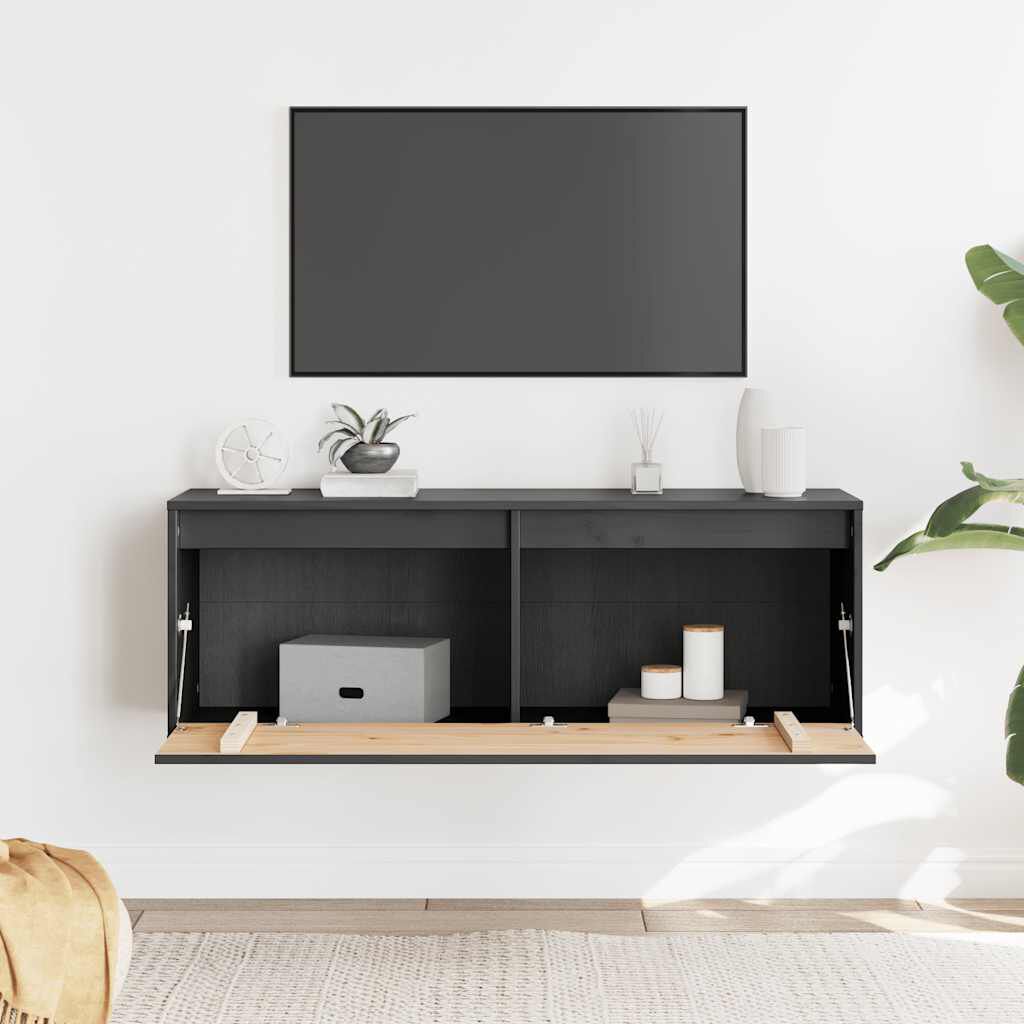 vidaXL Ντουλάπι Τοίχου Γκρι 100 x 30 x 35 εκ. από Μασίφ Ξύλο Πεύκου