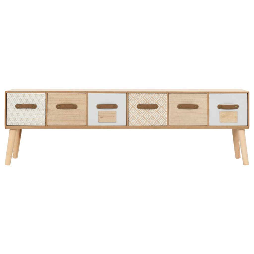 vidaXL Έπιπλο Τηλεόρασης με 6 Συρτάρια 130x30x40 εκ. Μασίφ Ξύλο Πεύκου
