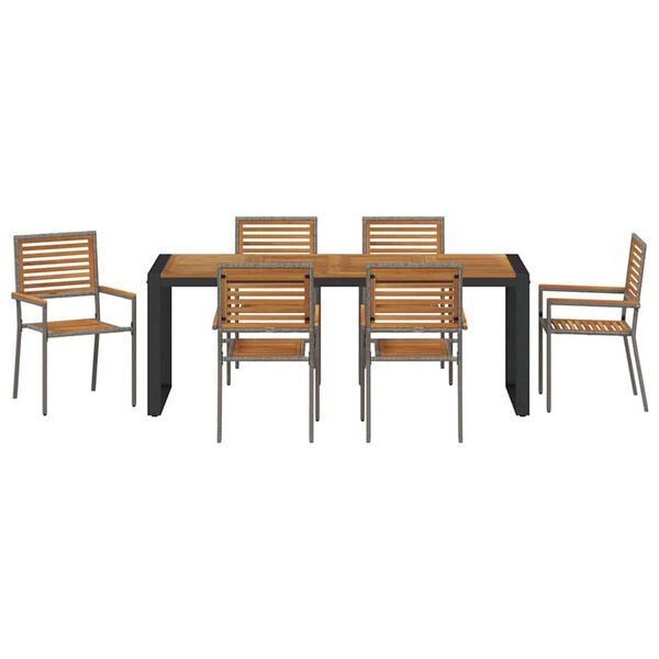 vidaXL Σέτ φαγητού για κήπο 7 pcs Γκρι 200 x 80 x 75 cm