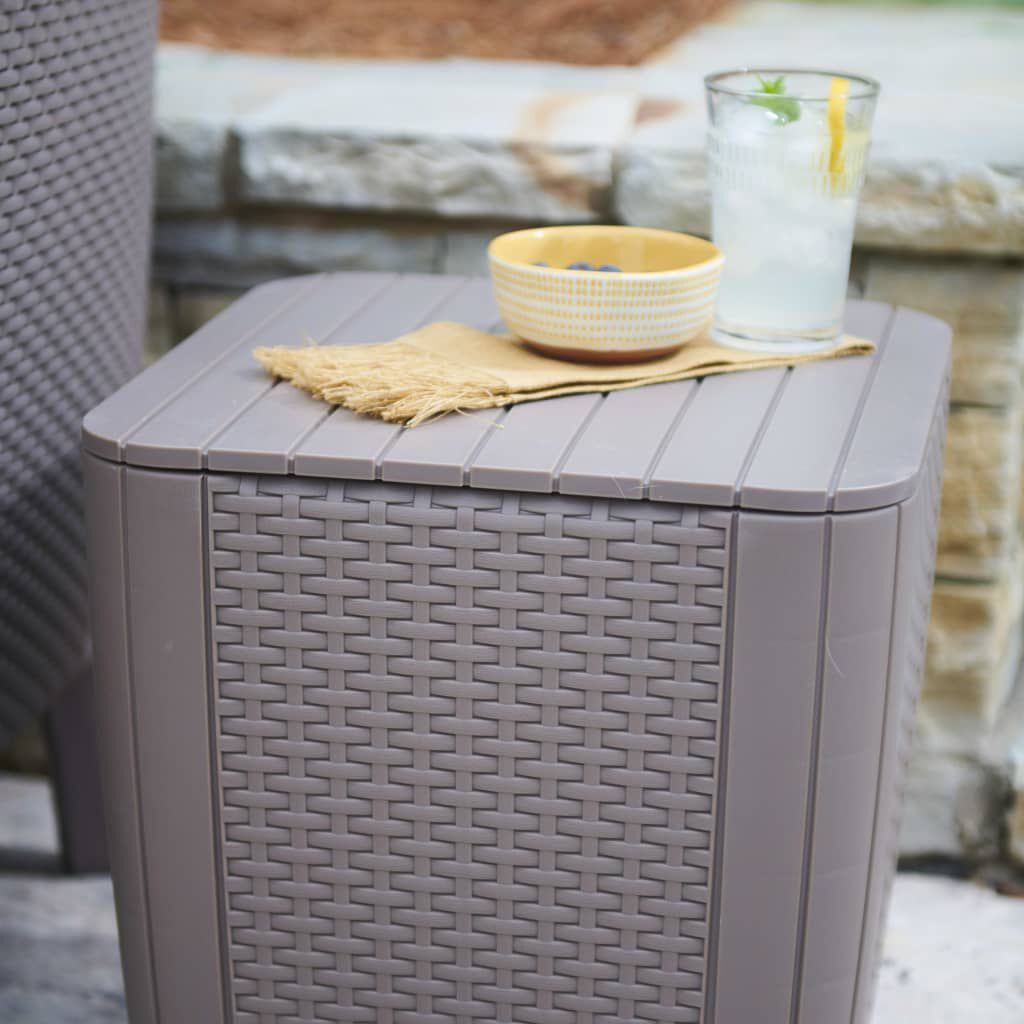 Keter Τραπέζι Κήπου Βοηθητικό Luzon Flat Wicker Χρώμα Καπουτσίνο