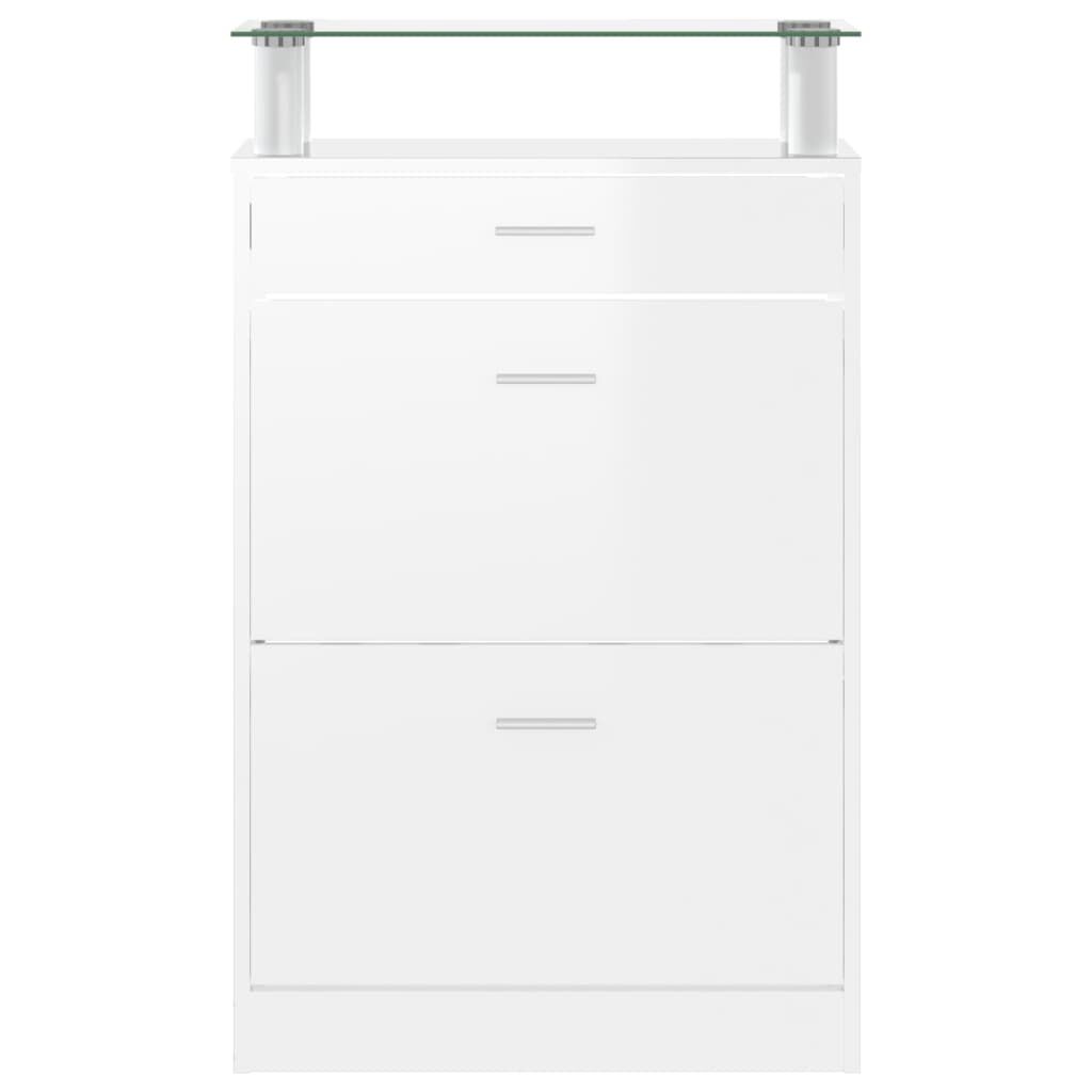 vidaXL Παπουτσοθήκη Γυαλιστερό Λευκό 63x24x104 εκ. Επεξεργασμένο Ξύλο