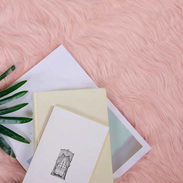 vidaXL Ψεύτικο Δέρμα Προβάτου Χαλί Ροζ 80 x 250 cm Πολυεστέρας