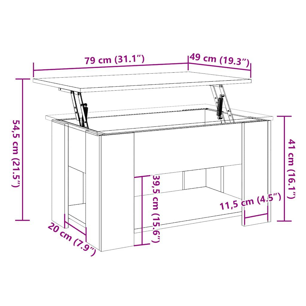 vidaXL Τραπεζάκι σαλονιού Artisan Oak 79x49x41 cm Κατασκευασμένο ξύλο