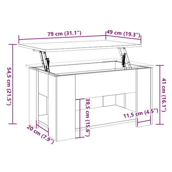 vidaXL Τραπεζάκι σαλονιού Artisan Oak 79x49x41 cm Κατασκευασμένο ξύλο