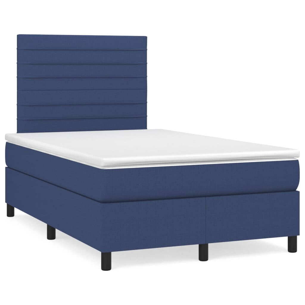 vidaXL Κρεβάτι Boxspring με Στρώμα Μπλε 120x200 εκ. Υφασμάτινο