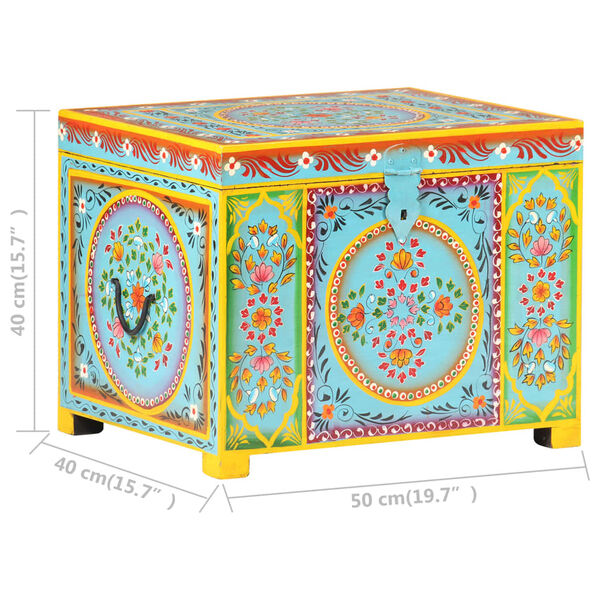 vidaXL Μπαούλο με Χειροπ. Λεπτομέρειες 50x40x40 εκ. Μασίφ Ξύλο Μάνγκο