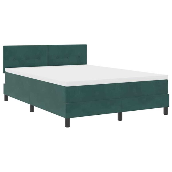 vidaXL Κρεβάτι με ελατήρια Σκούρο πράσινο 140 x 190 cm Βελούδο