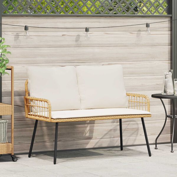 vidaXL Παγκάκι Κήπου Φυσικό 114x64x78 εκ, Πολυ Ράτανα