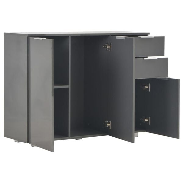 vidaXL Μπουφές Γυαλιστερός Γκρι 107x35x80,5 εκ.