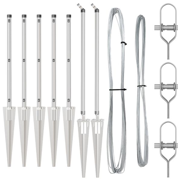 vidaXL Πό posts φράχτη 7 pcs Ασημί Ø32mm 60 εκ Γαλβανισμένος χάλυβας