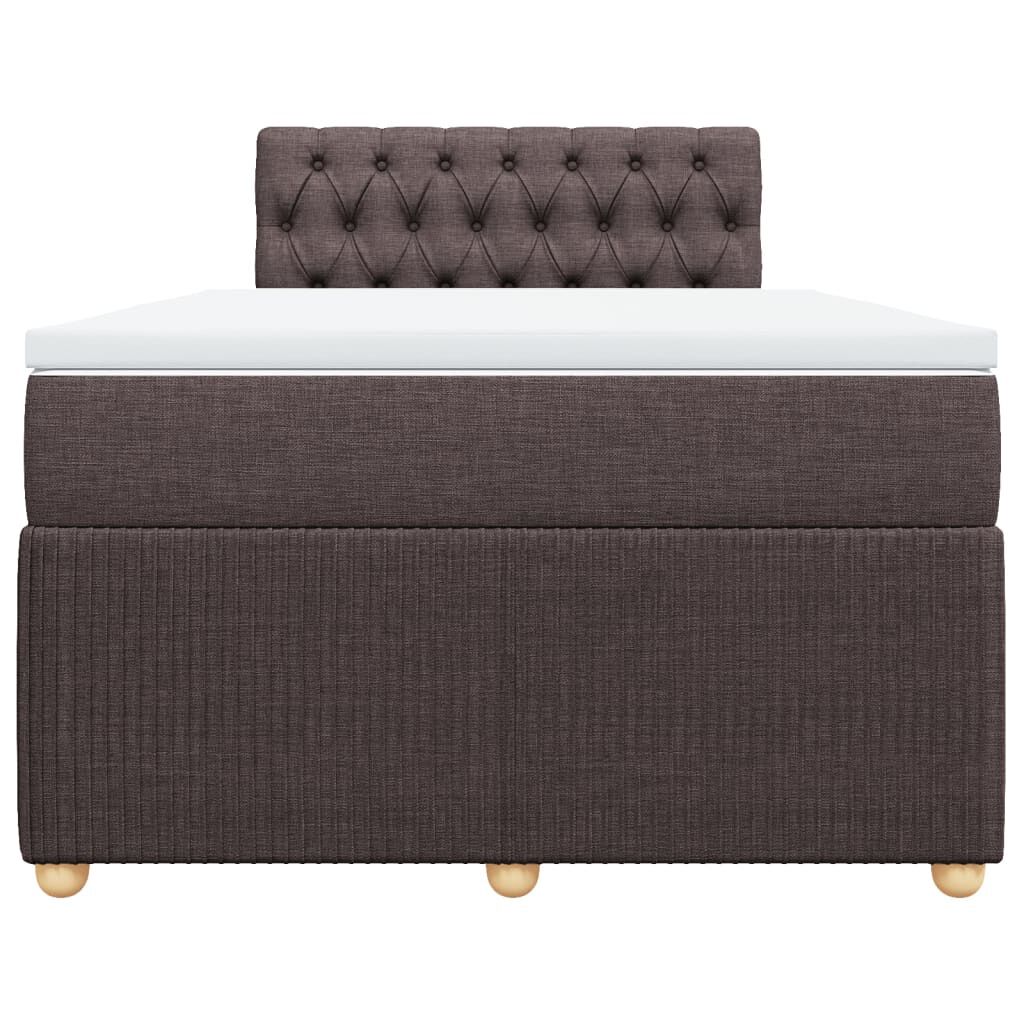 vidaXL Κρεβάτι Boxspring με Στρώμα Σκούρο Καφέ 120x200 εκ. Υφασμάτινο
