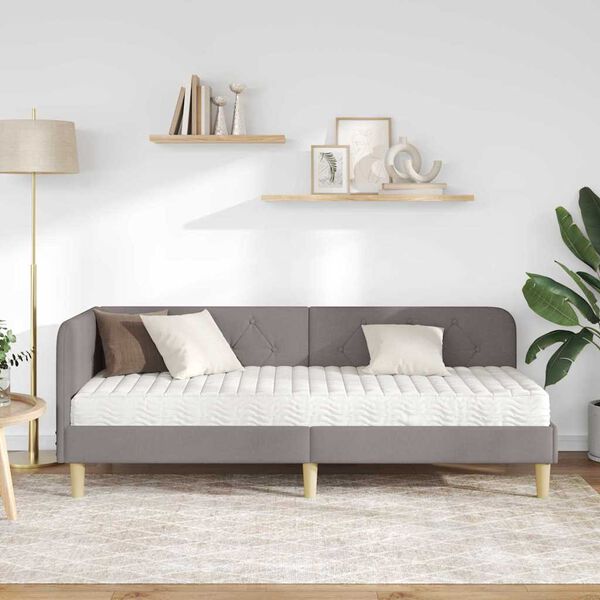 vidaXL Κρεβάτι Γωνίας με στρώμα με κεφαλάρι Taupe 80 x 200 cm ύφασμα