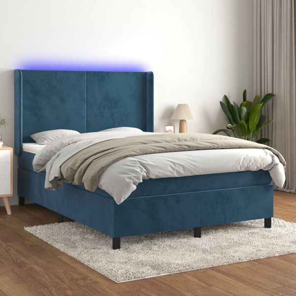 vidaXL &Kappa;&rho;&epsilon;&beta;ά&tau;&iota; Boxspring &mu;&epsilon; &Sigma;&tau;&rho;ώ&mu;&alpha; & LED &Sigma;&kappa;. &Mu;&pi;&lambda;&epsilon; 140x200&epsilon;&kappa;. &Beta;&epsilon;&lambda;&omicron;ύ&delta;&iota;&nu;&omicron;