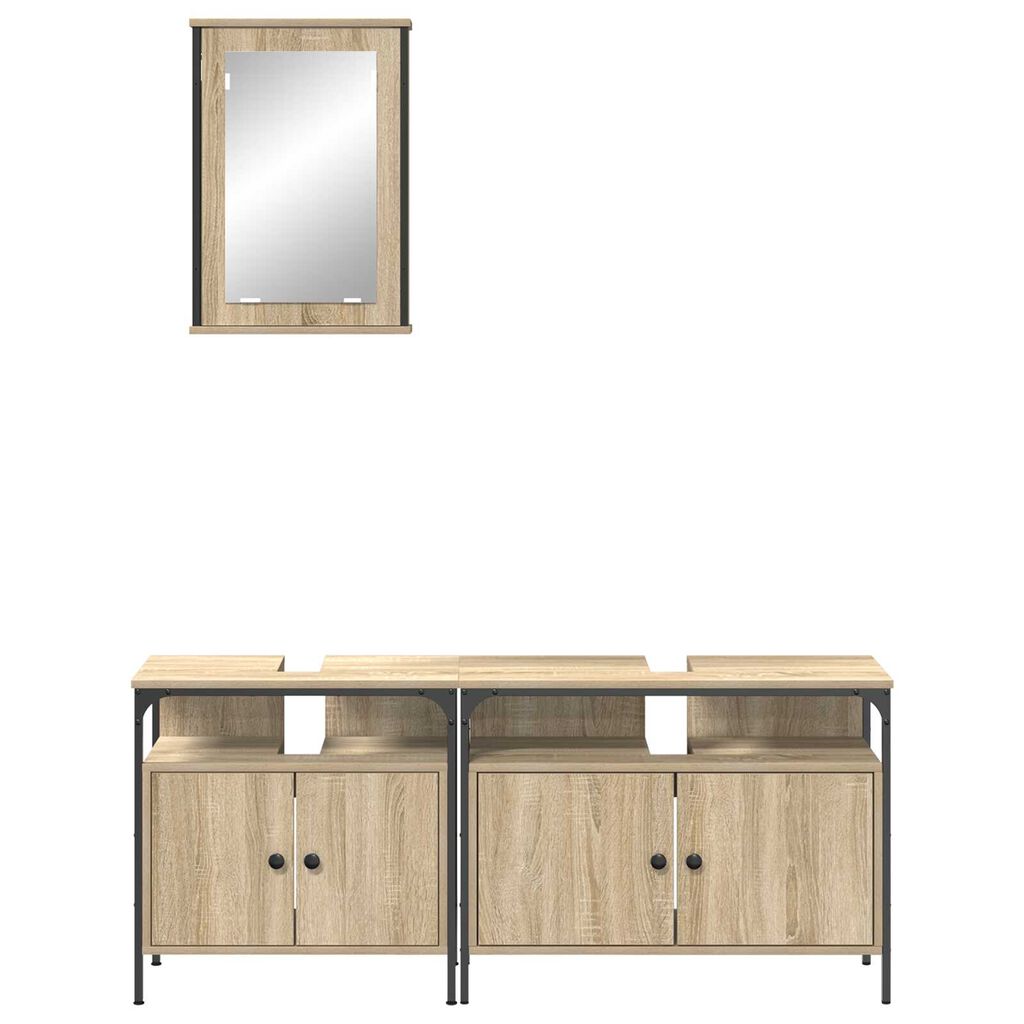 Set ντουλαπιών μπάνιου vidaXL 3 τεμαχίων δρυός Sonoma επεξεργασμένο ξύλο