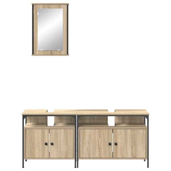 Set ντουλαπιών μπάνιου vidaXL 3 τεμαχίων δρυός Sonoma επεξεργασμένο ξύλο
