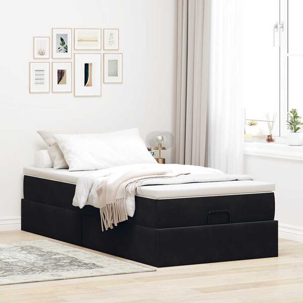 vidaXL &Omicron;&theta;&omega;&mu;&alpha;&nu;&iota;&kappa;ό &kappa;&rho;&epsilon;&beta;ά&tau;&iota; &mu;&epsilon; &sigma;&tau;&rho;ώ&mu;&alpha; &Mu;&alpha;ύ&rho;&omicron; 90x200cm Velvet