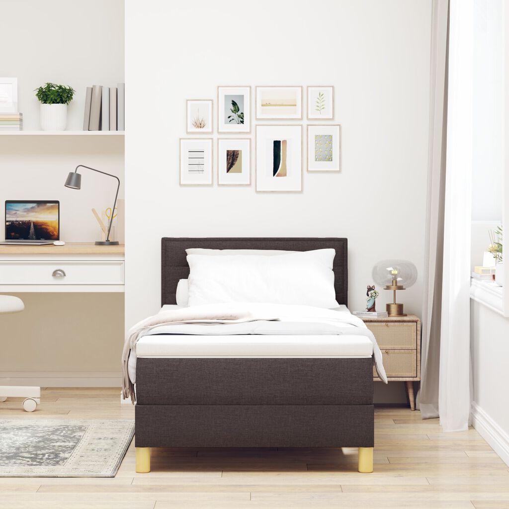 vidaXL Κρεβάτι Box Spring με Στρώμα Σκούρο Καφέ 80x200 εκ. Ύφασμα