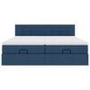 vidaXL Οθωμανικό κρεβάτι με στρώματα & LEDs Μπλε 200x200cm ύφασμα