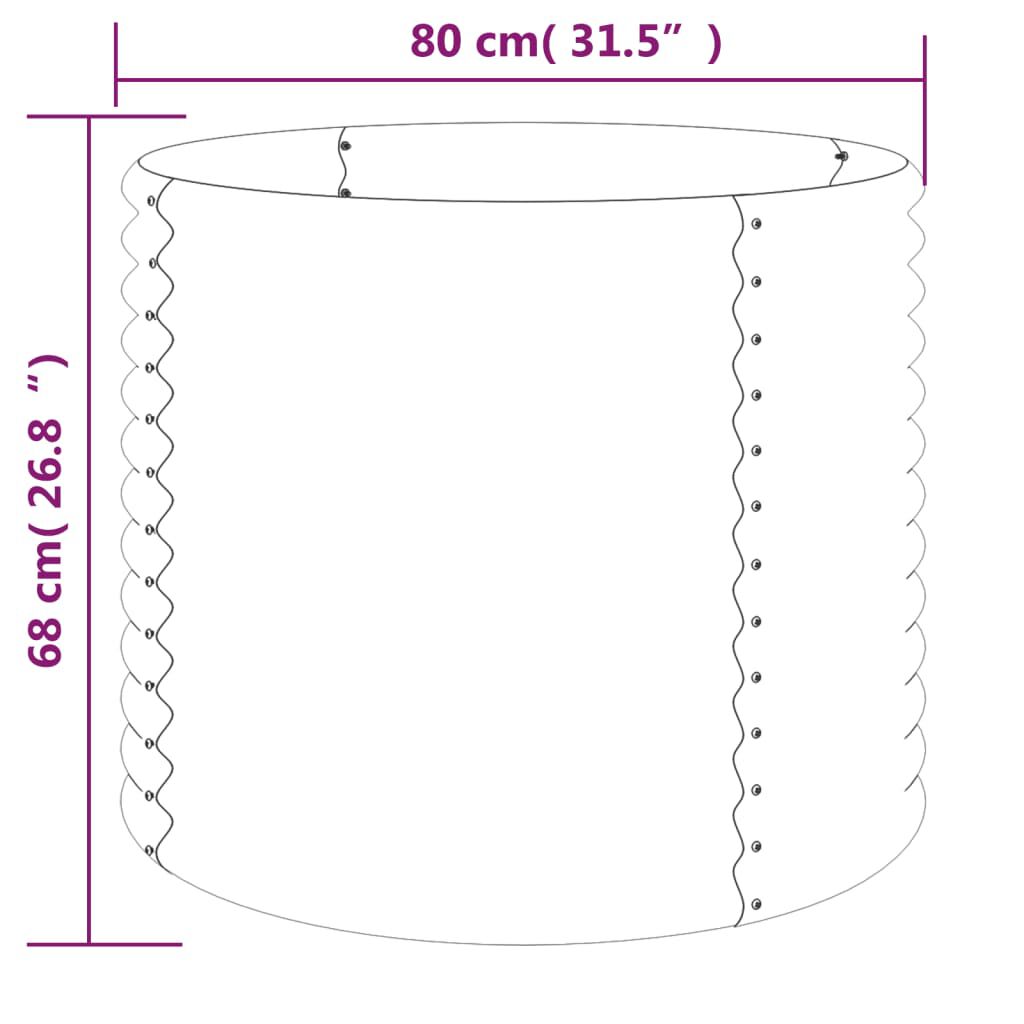 vidaXL Ζαρντινιέρα Γκρι 80x80x68 εκ. Ατσάλι με Ηλεκτρ. Βαφή Πούδρας