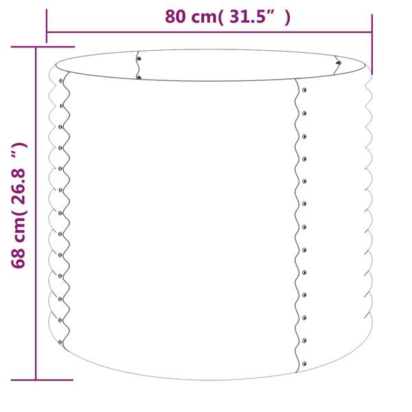 vidaXL Ζαρντινιέρα Γκρι 80x80x68 εκ. Ατσάλι με Ηλεκτρ. Βαφή Πούδρας