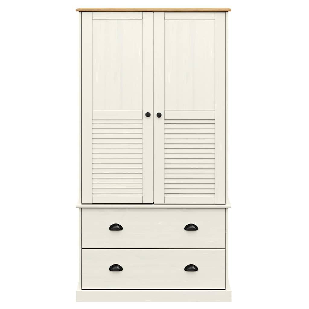 vidaXL Ντουλάπα VIGO Λευκή 90 x 55 x 170 εκ. από Μασίφ Ξύλο Πεύκου