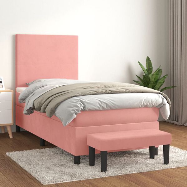 vidaXL &Kappa;&rho;&epsilon;&beta;ά&tau;&iota; Boxspring &mu;&epsilon; &Sigma;&tau;&rho;ώ&mu;&alpha; &Rho;&omicron;&zeta; 90x200 &epsilon;&kappa;. &Beta;&epsilon;&lambda;&omicron;ύ&delta;&iota;&nu;&omicron;