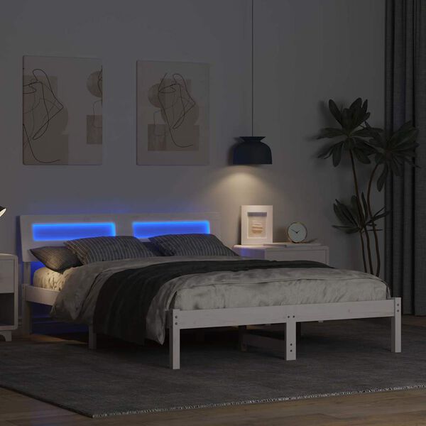 vidaXL Σκελετός Κρεβατιού Λευκό 120 x 200 cm Μασίφ ξύλο πεύκου