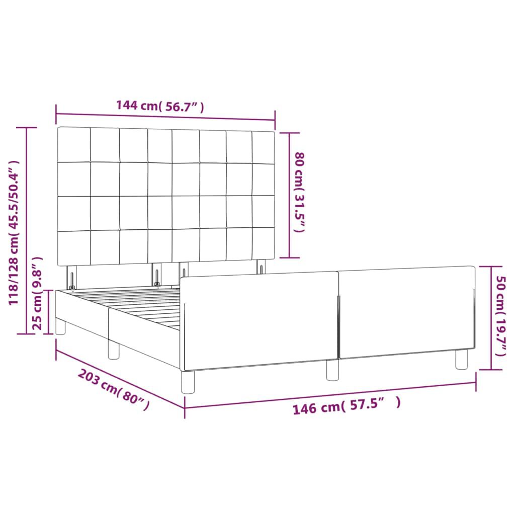 vidaXL Πλαίσιο Κρεβατιού με Κεφαλάρι Ροζ 140x200 εκ. Βελούδινο