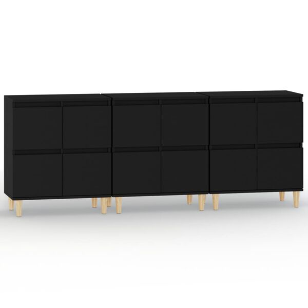 vidaXL Ντουλάπια 3 τεμ. Μαύρα 60x35x70 εκ. Επεξεργασμένο Ξύλο