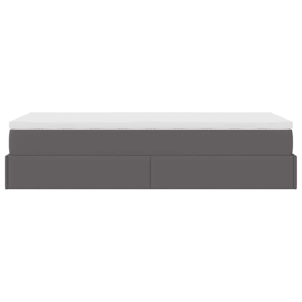 vidaXL Οθωμανικό κρεβάτι με στρώμα Γκρι 100x200cm Faux Leather