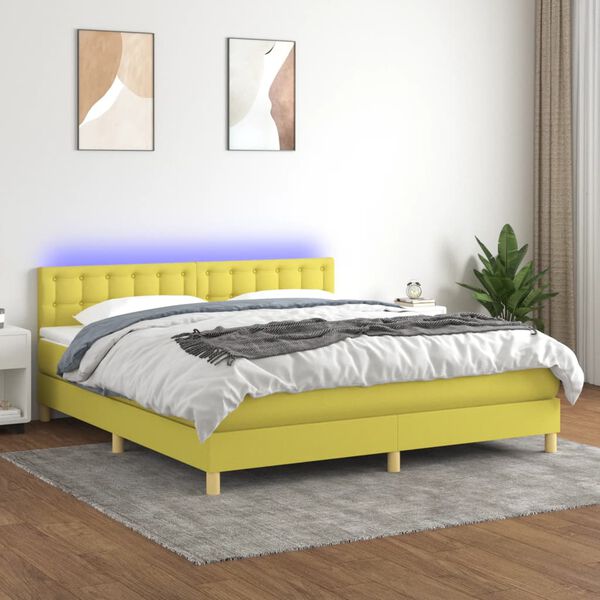 vidaXL &Kappa;&rho;&epsilon;&beta;ά&tau;&iota; Boxspring &mu;&epsilon; &Sigma;&tau;&rho;ώ&mu;&alpha; & LED &Pi;&rho;ά&sigma;&iota;&nu;&omicron; 180x200 &epsilon;&kappa; &Upsilon;&phi;&alpha;&sigma;&mu;ά&tau;&iota;&nu;&omicron;