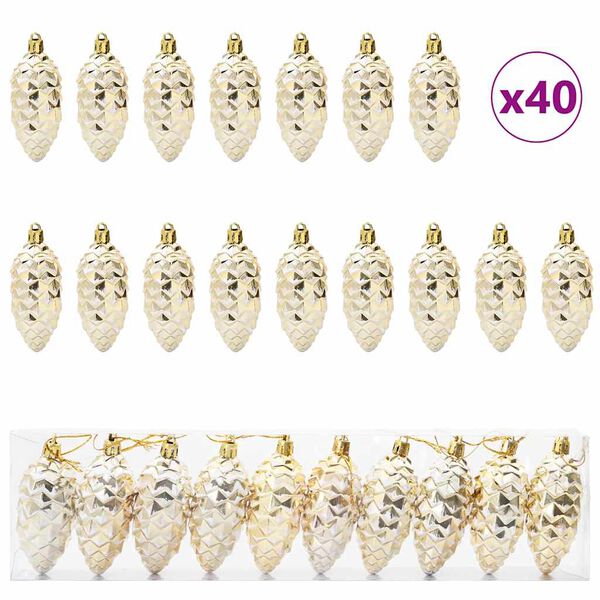 vidaXL Μπάλα από κουκουνάρι Χριστουγέννων 40 pcs Χρυσό