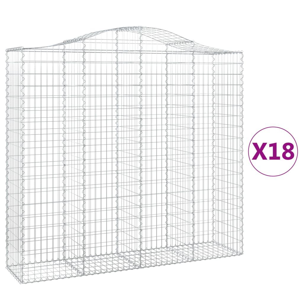 vidaXL Συρματοκιβώτια Τοξωτά 18 τεμ. 200x50x180/200 εκ. Γαλβαν. Ατσάλι