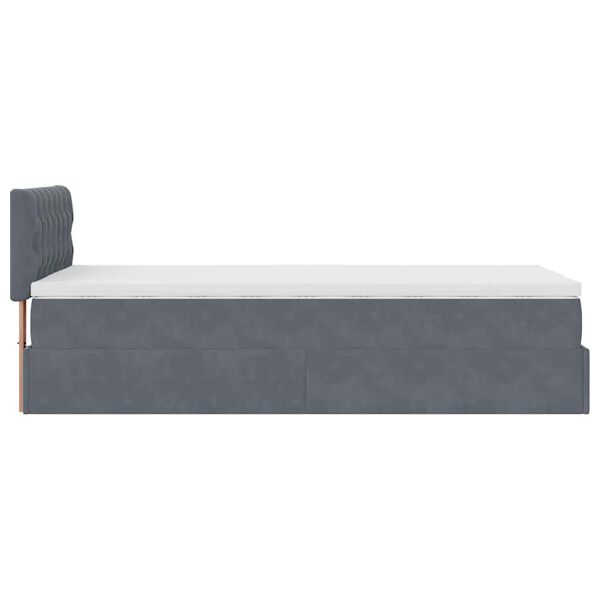 vidaXL Οθωμανικό κρεβάτι με στρώμα & LEDs Dark Grey 80x200cm Velvet