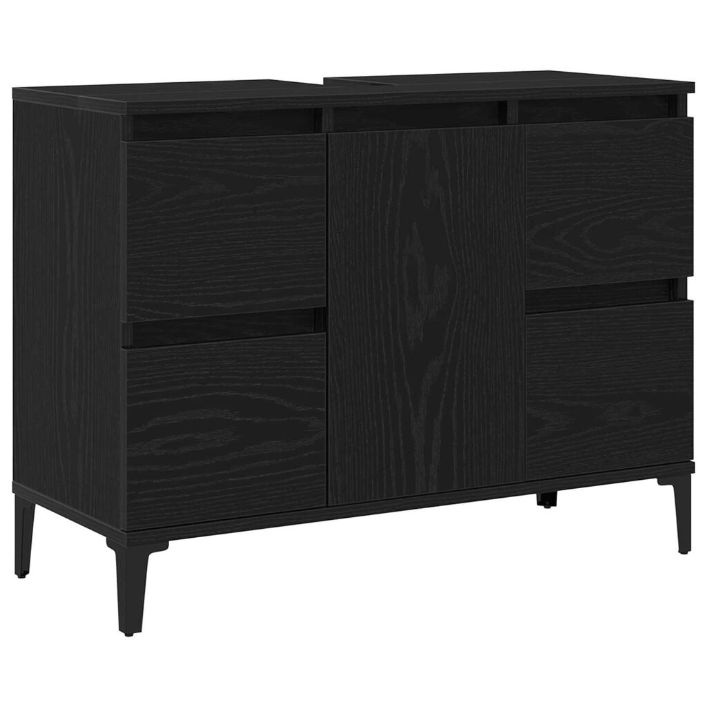 vidaXL Ντουλάπι νιπτήρα Μαύρη δρυς 80 x 33 x 60 εκ Επεξεργασμένο ξύλο