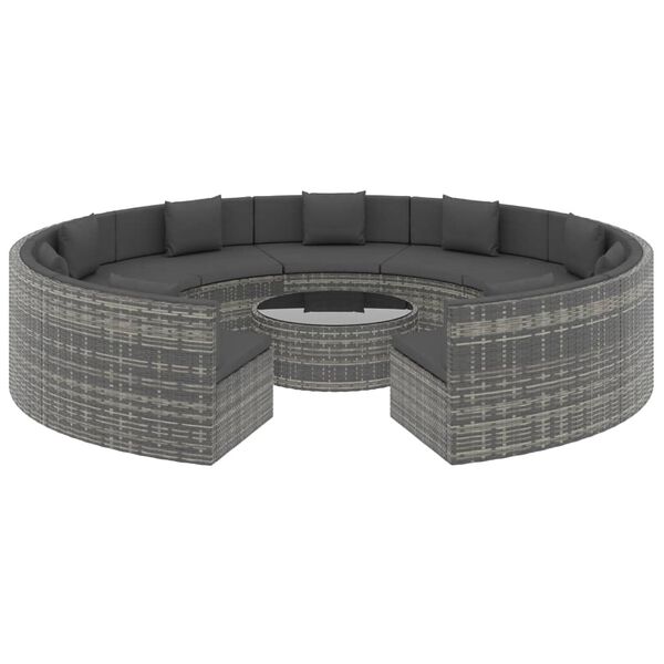 vidaXL Σαλόνι Κήπου 10 Τεμαχίων Γκρι από Συνθετικό Ρατάν με Μαξιλάρια