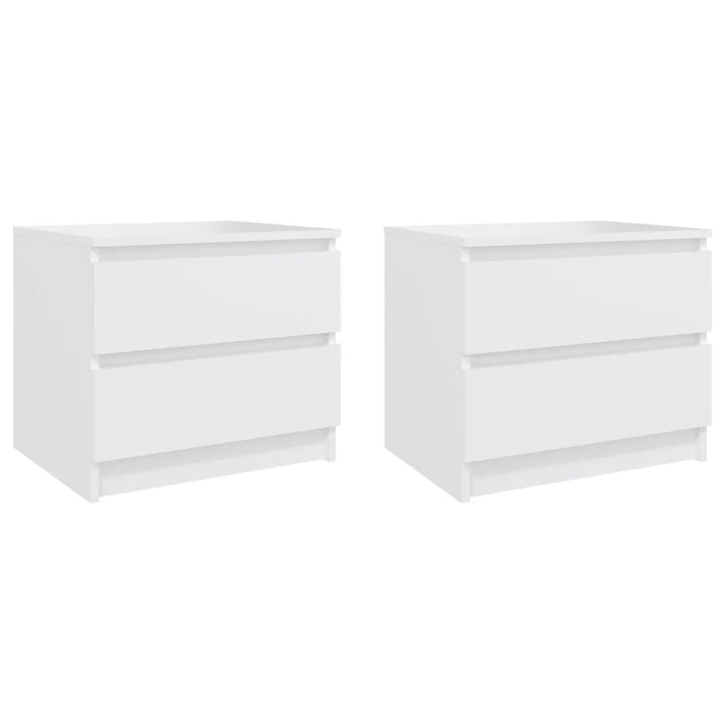 vidaXL Κομοδίνα 2 τεμ. Λευκά 50 x 39 x 43,5 εκ. από Επεξεργασμένο Ξύλο