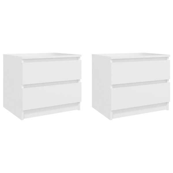 vidaXL Κομοδίνα 2 τεμ. Λευκά 50 x 39 x 43,5 εκ. από Επεξεργασμένο Ξύλο