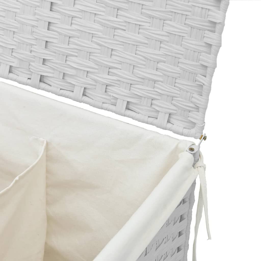vidaXL Καλάθι Πλυντηρίου 2 Τμήματα Λευκό 53x35x57εκ. Συνθετικό Ρατάν