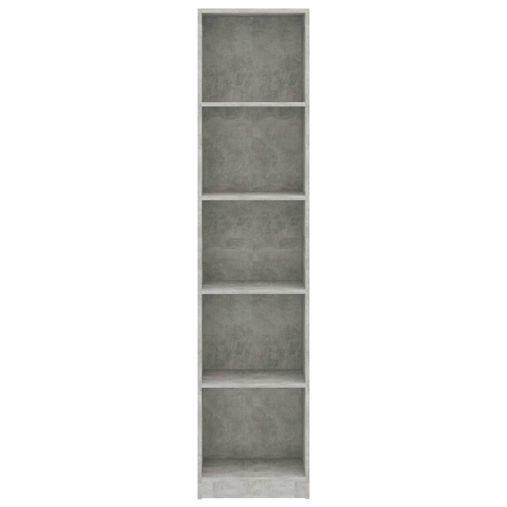 vidaXL Βιβλιοθήκη με 5 Ράφια Γκρι Σκυροδέμ. 40x24x175 εκ. Επεξ. Ξύλο