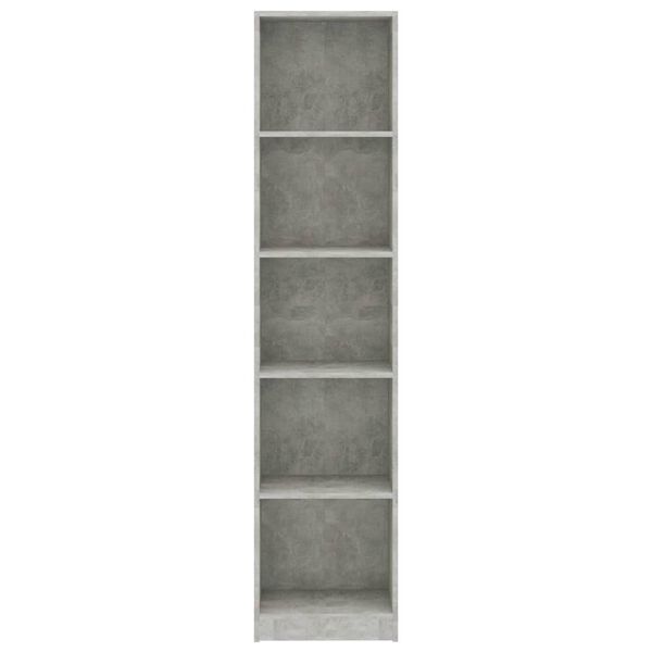 vidaXL Βιβλιοθήκη με 5 Ράφια Γκρι Σκυροδέμ. 40x24x175 εκ. Επεξ. Ξύλο